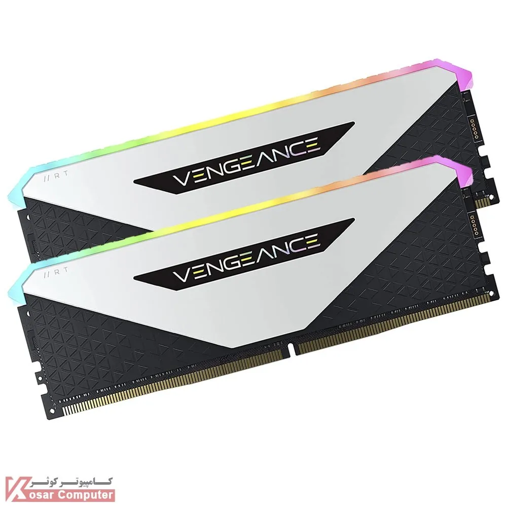 رم کورسیر 16 گیگابایت (2×8) سفید دو کانال DDR4 3200 مدل Vengeance RT RGB CL16