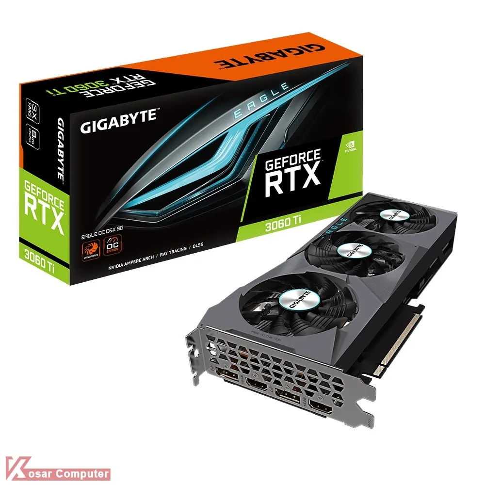 کارت گرافیک 3 فن گیگابایت RTX 3060 Ti EAGLE OC D6X 8G