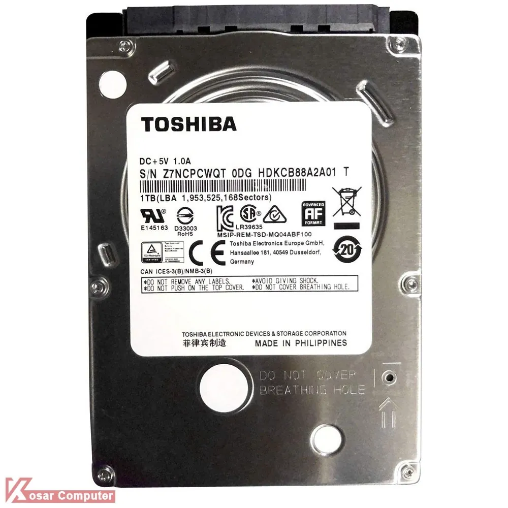هارد اینترنال لپ تاپ توشیبا 1 ترابایت BF100
