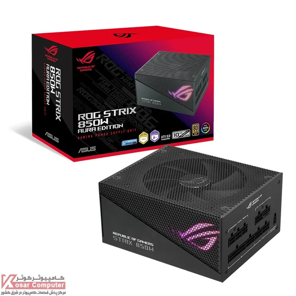 پاور ایسوس 850 وات فول ماژولار مدل ROG STRIX 850W Gold Aura Edition