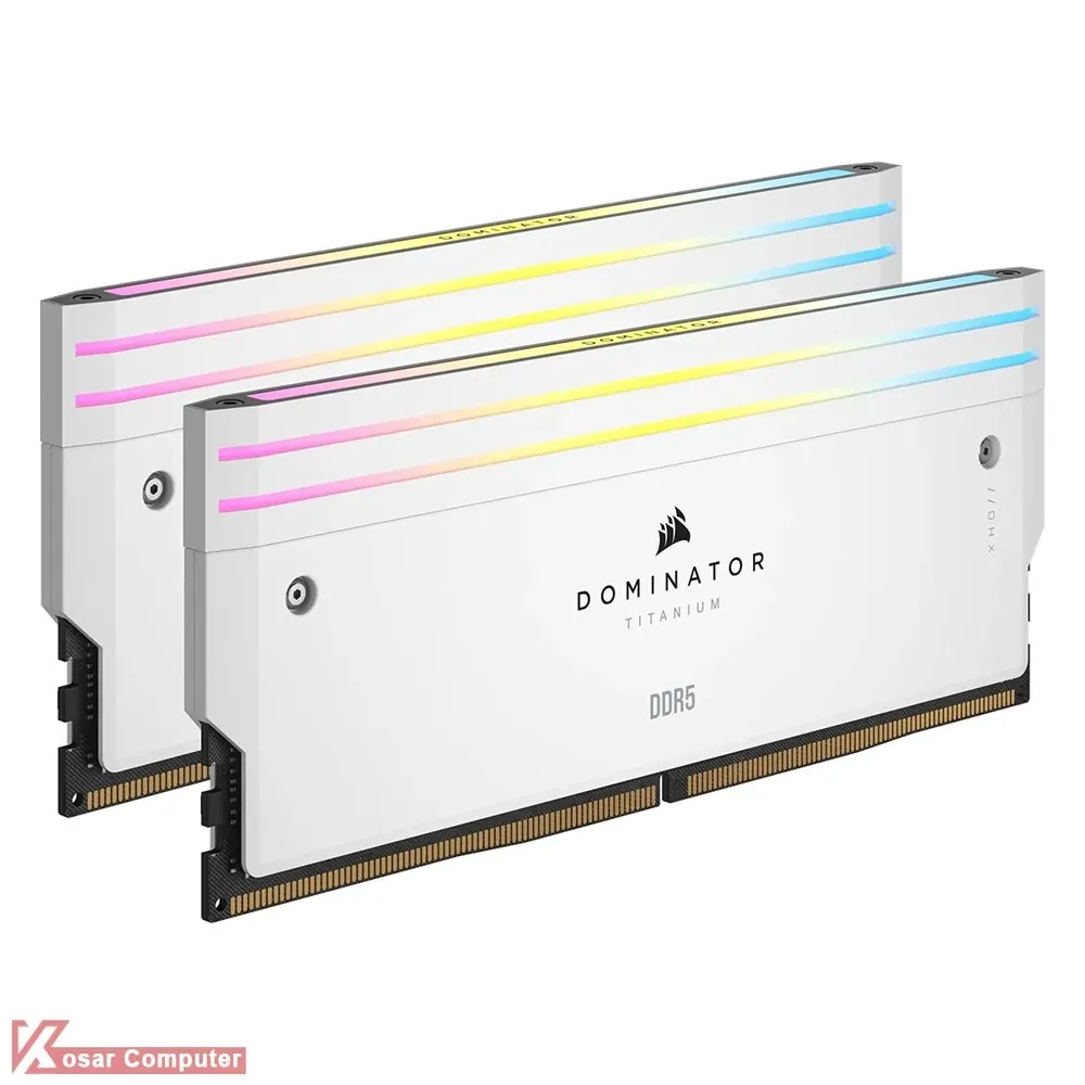 رم کورسیر سفید 32 گیگابایت (2×16) دو کانال DDR5 6000 مدل Dominator Titanium RGB WHITE CL30