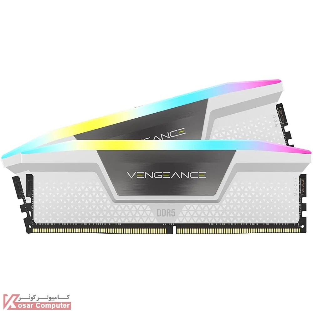 رم کورسیر سفید 32 گیگابایت (2×16) دو کانال DDR5 5600 مدل Vengeance RGB CL36